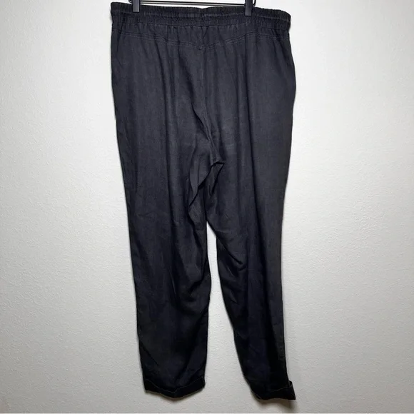 Ellen Tracy Women 100% Linen Pants Large Gray Pull On Tapered Lagenlook Coastal - Picture 6 of 9